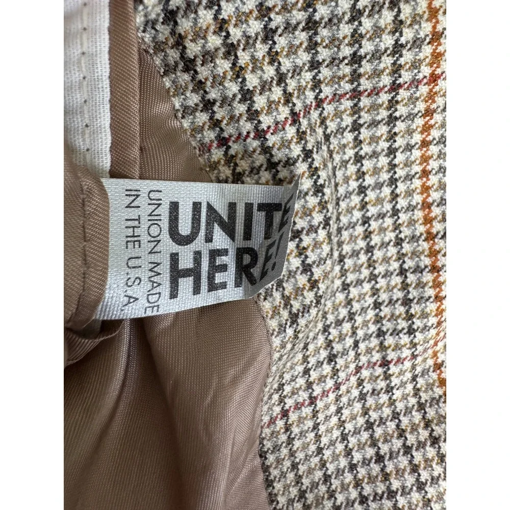 Brooks Brothers 40R Sport Coat Mens Tan Check 100% Wool Blazer Made in USA